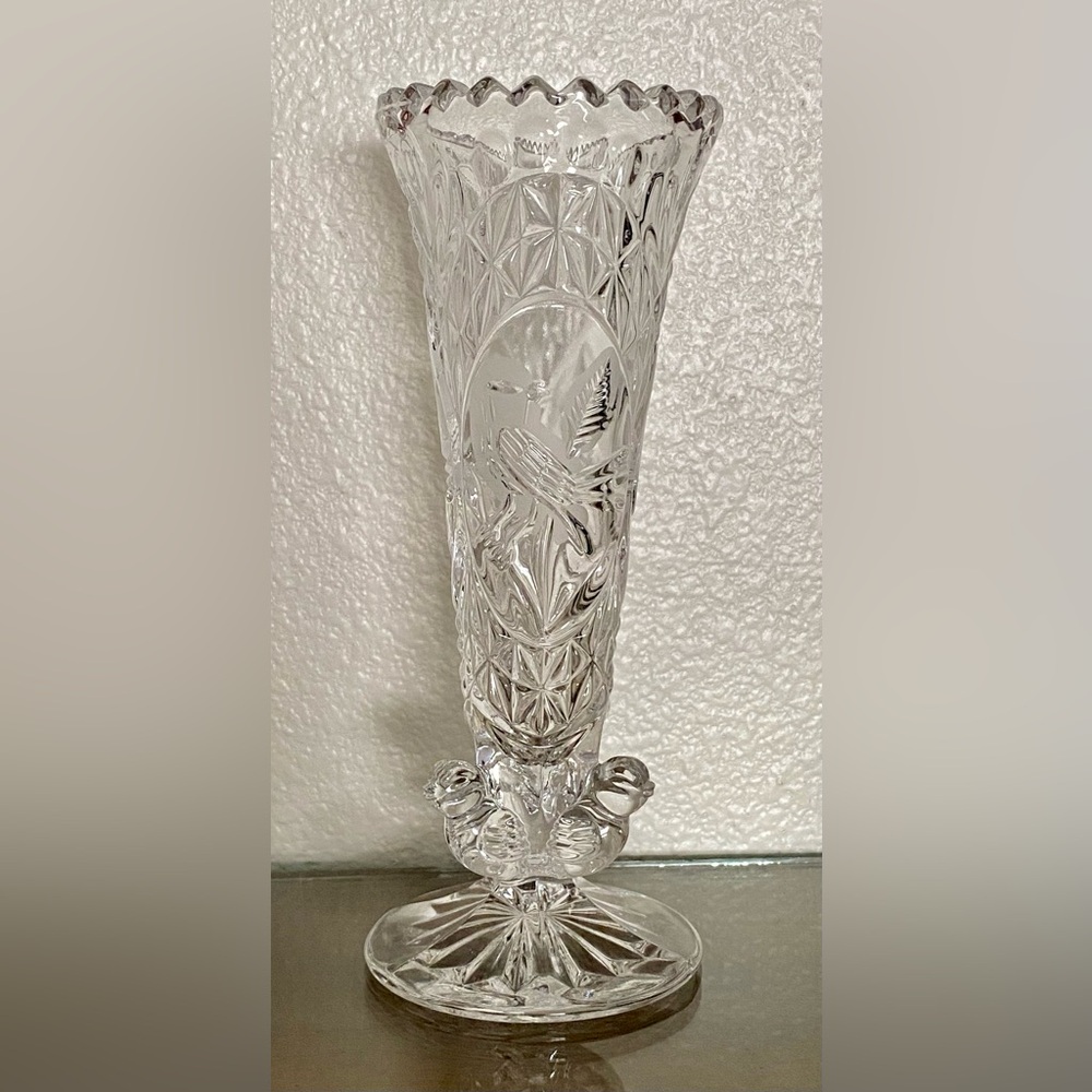 Vintage Footed Hofbauer Byrdes Germany Lead Crystal Vase